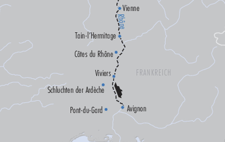 Karte Flusskreuzfahrt Rhone